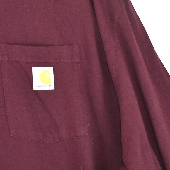 Carhartt 4XLT Burgundy Pocket Tee Workwear Long Sleeve Loose Fit - Picture 4 of 6